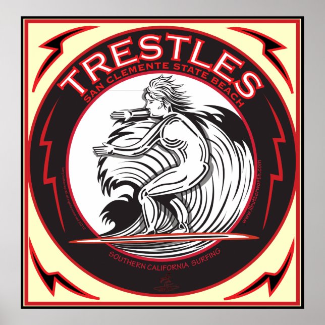 POSTER TRESTLES SAN CLEMENTE CALIFORNIE SURF (Devant)