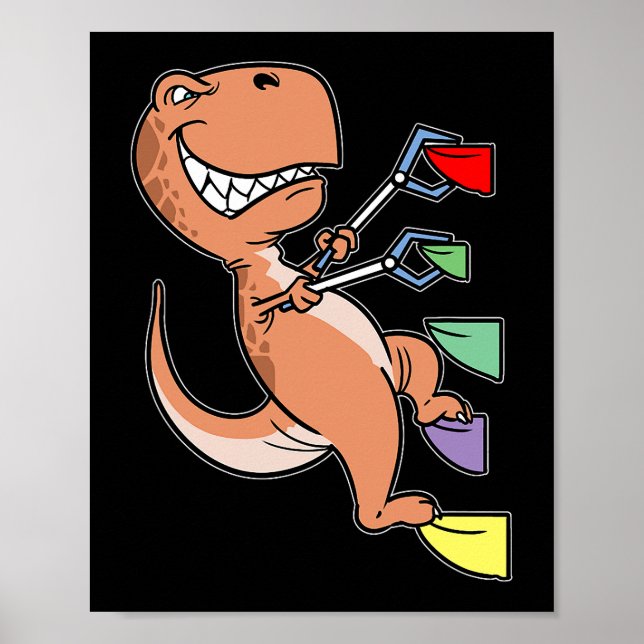 Poster TRex Dinosaur Bouldering Escalade Climber Boulder (Devant)