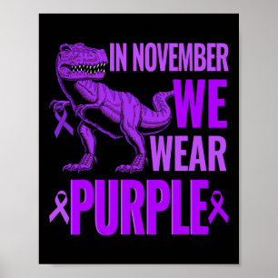 Poster Trex dinosaure En novembre nous portons du violet