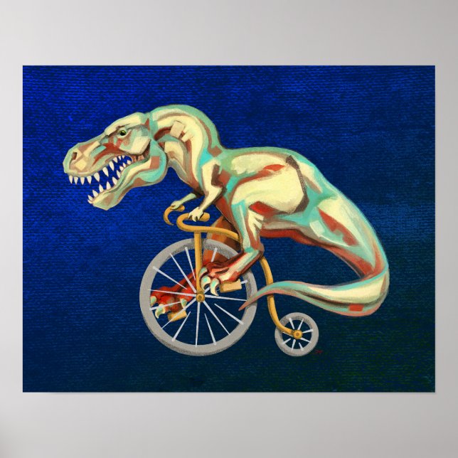 Poster TRex Faire du vélo (Devant)