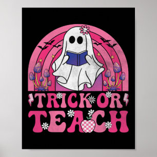 Poster Tri Ou Enseigner Super Halloween Retro Boo Ghost T