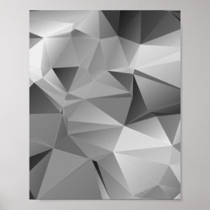 Poster Triangle géométrique bas-polis Monotone noir bla