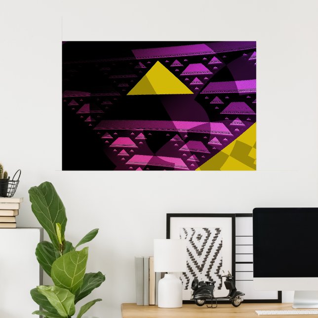 Poster Triangle jaune Abstrait Art fractal moderne (Bureau à domicile)