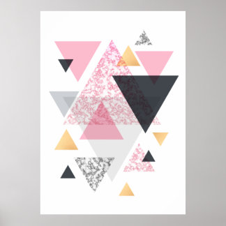 Poster Triangle multiple - Or Rose et marbre