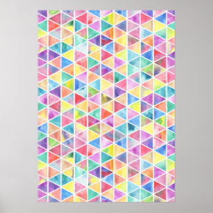 Poster Triangles d'aquarelle multicolore