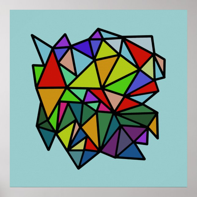 Poster triangles géométriques colorés (Devant)
