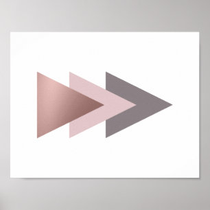 Poster triangles géométriques de feuille d'or rose claire