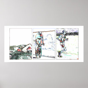 Poster Triathlon Triptyque - Ligne