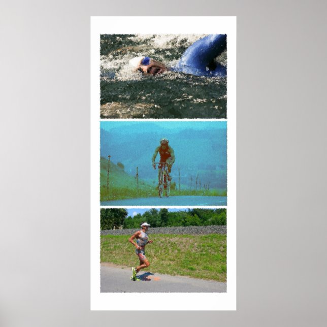 Poster Triathlon Triptyque - Peinture (Devant)