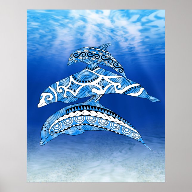 Poster Tribal Dolphins (Devant)