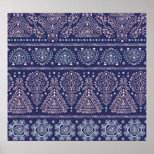 Poster Tribal Mexicain, ethnique sans couture motif.