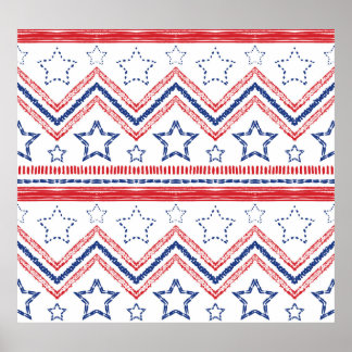 Poster Tribus patriotique rouge bleu, symboles américains