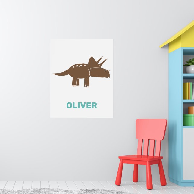 Poster Tricératops Brown Pour Enfants Dino Boy (Pépinière 1)