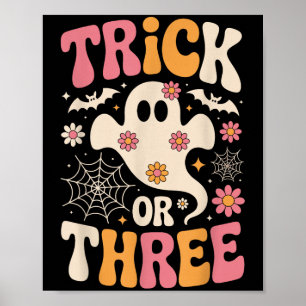 Poster Trick Or Three 3 Ans Anniversaire Groovy Fantôme H