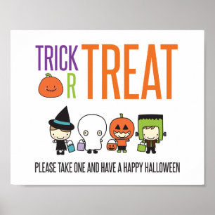 Poster Trick or Treat Joyeux Halloween bonbons panneau de