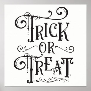 Poster Trick or Treat Typographie Vintage Halloween