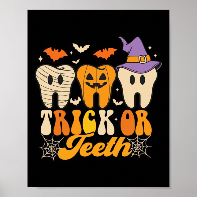 Poster Trick Ou Dents Costumes Halloween Dental Istant De (Devant)