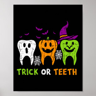 Poster Trick Ou Dents Drôle Dental Squad Halloween Dentis
