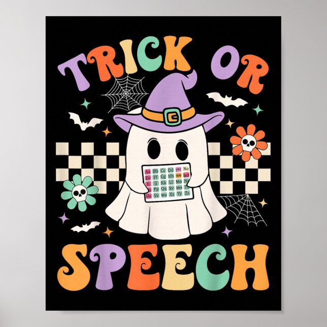Poster Trick Ou Discours Halloween Slp Rétro Thérapie de  (Devant)