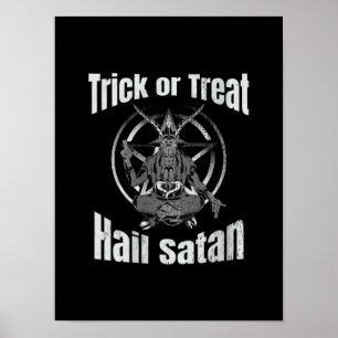 Poster Trick ou traiter la grêle Satan Pentagram Chèvre