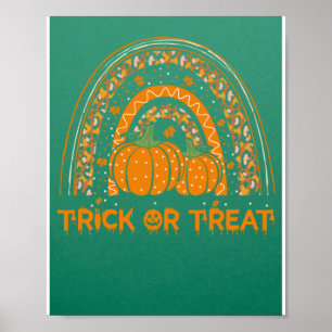 Poster Trick Ou Treat Arc-En-Ciel Citrouille Halloween Co