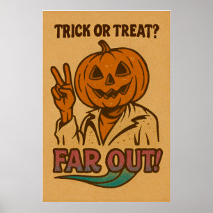 Poster Trick ou Treat ? Citrouille d'Halloween rétro