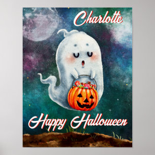 Poster Trick ou Treat, les fantômes sont doux Halloween h