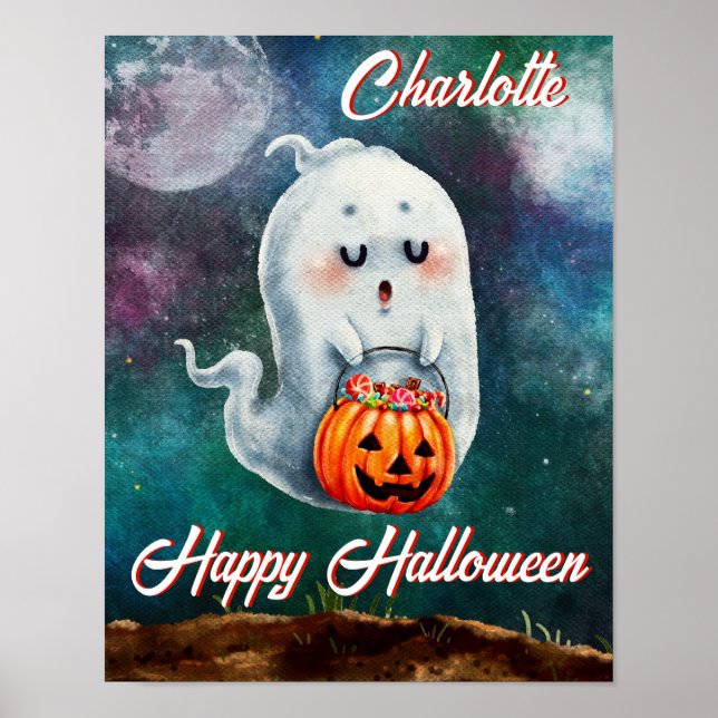 Poster Trick ou Treat, les fantômes sont doux Halloween h (Devant)
