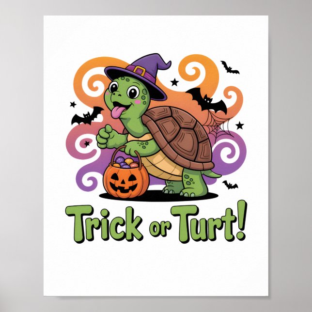 Poster Trick ou Turt Funny Turtle Halloween (Devant)