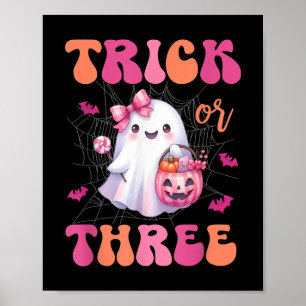 Poster Tricot Ou Trois Halloween Fantôme De 3 Ans Birthda