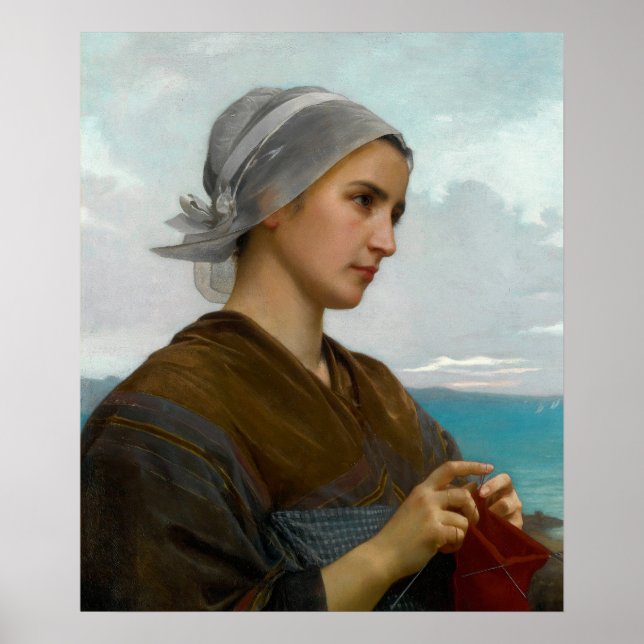 Poster Tricoteuse Bretonne par William-Adolphe Bouguereau (Devant)