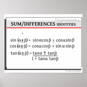 Poster Trigonométrie : Somme / Différences Identités