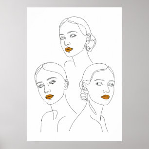 Poster Trio d'art en ligne féminin élégant, féminin minim