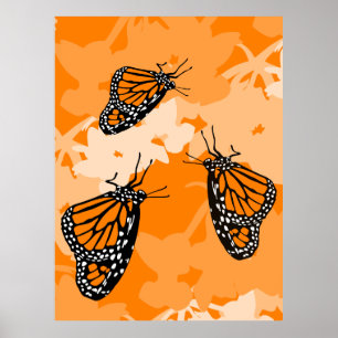 Poster Trio De Papillon Monarque Sur Plante Cygne