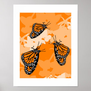 Poster Trio De Papillon Monarque Sur Plante Cygne