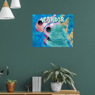 Poster Trio de poissons abstraits fantaisistes bleus pers