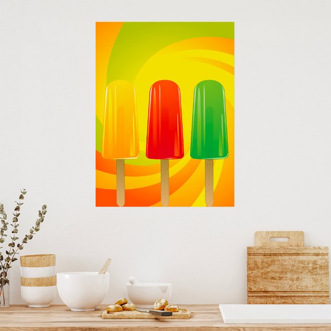 Poster Trio de sucettes glacées d'été Popsicles lumineuse (Créateur téléchargé)