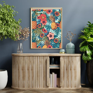 Poster Trio Tropical Ananas, Papaye & Fruit de la Passi