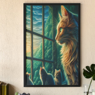 Poster Trio Whiskered à Window