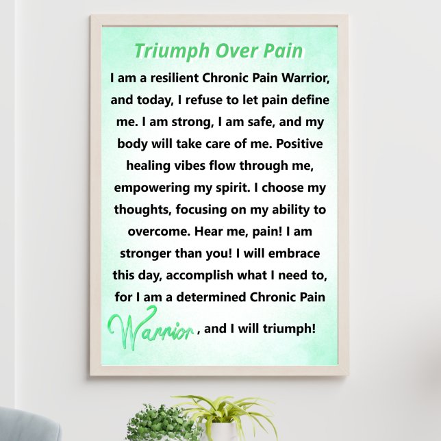 Poster Triomphe sur la douleur Chronique Douleur Guerrier (Embrace Triumph Over Pain! Inspiring resilience and strength in one captivating poster.)