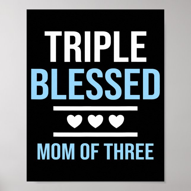 Poster Triple Bienheureuse Maman De Trois Garçons Filles  (Devant)