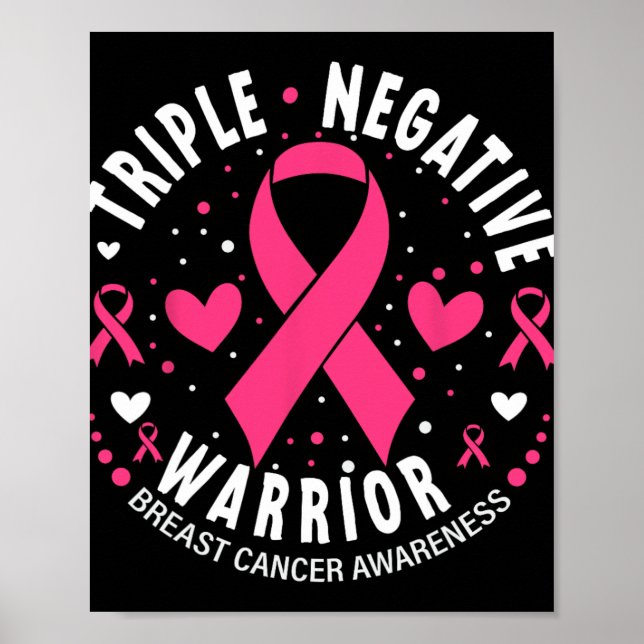 Poster Triple guerrier négatif Coeur rose Cancer du sein  (Devant)