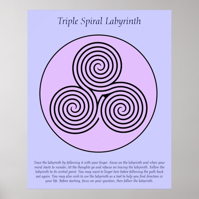 Poster Triple Labyrinthe de Doigt Spiral. (Devant)