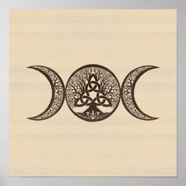 Poster Triple Lune Arbre de Vie Triquetra (Devant)