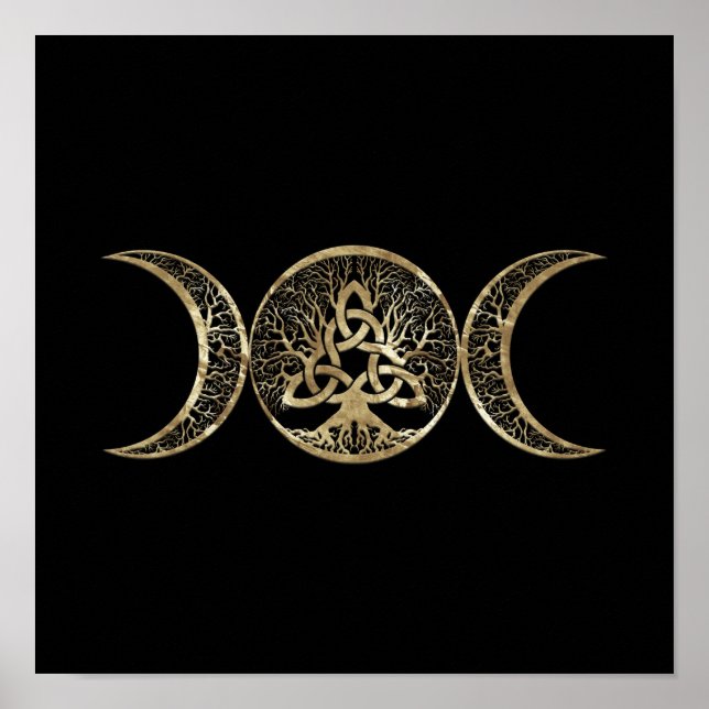 Poster Triple Lune Arbre de Vie Triquetra (Devant)