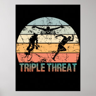 Poster Triple Menace - Athlète de triathlon