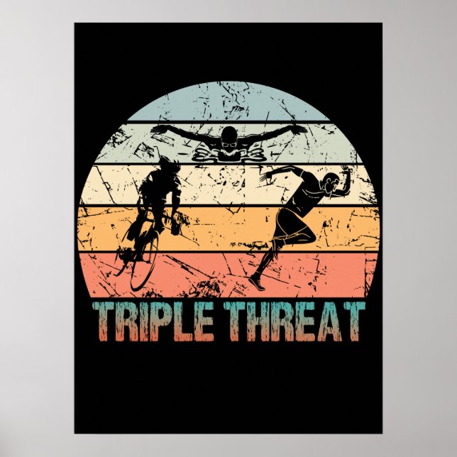 Poster Triple Menace - Athlète de triathlon (Devant)