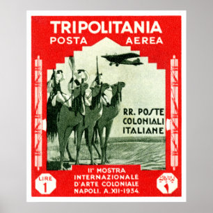 Poster Tripolitania 1934 1 Lires de timbre