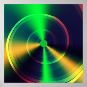Poster Trippy Abstrait Super Green Swirl Fractal Art