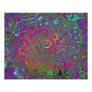 Poster Trippy Hot rose Abstrait Retro Liquid Swirl